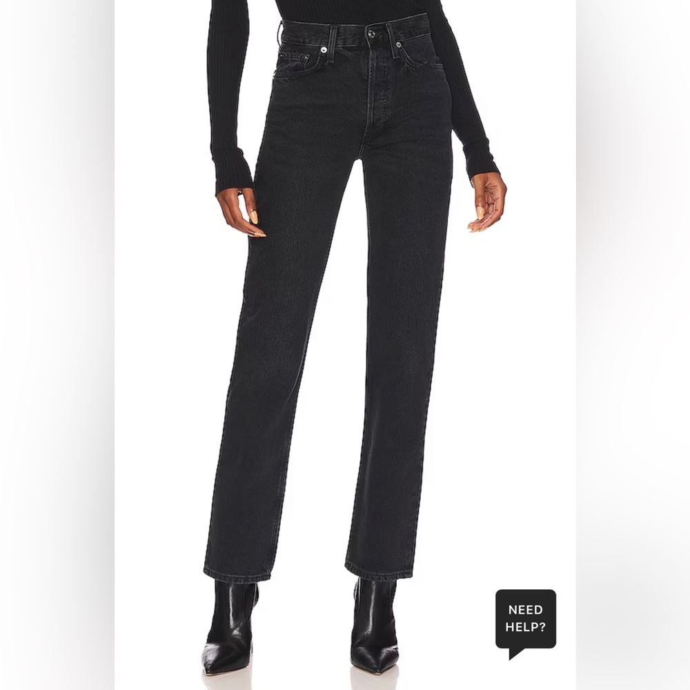 Lana Mid rise Straight Agolde black jeans -hemmed